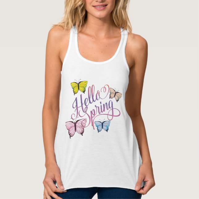 Butterfly Hello Spring Tank Top (Front)