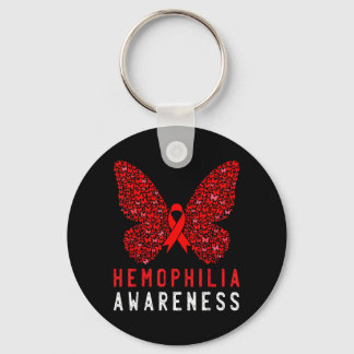 Butterfly Hemophilia Awareness Month Red Ribbon Keychain