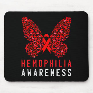 Butterfly Hemophilia Awareness Month Red Ribbon Mouse Pad