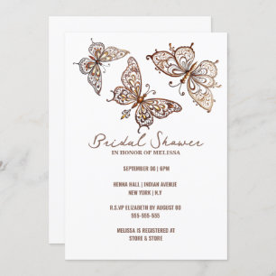 Butterfly Henna elegant Indian bridal shower Invitation