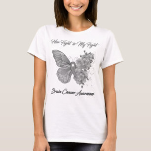 Butterfly Her Fight is My Fight Brain Cancer  T-Shirt