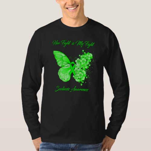 Butterfly Her Fight Is My Fight Scoliosis Awarenes T_Shirt