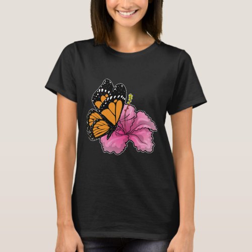 Butterfly Hibiscus Flower T_Shirt