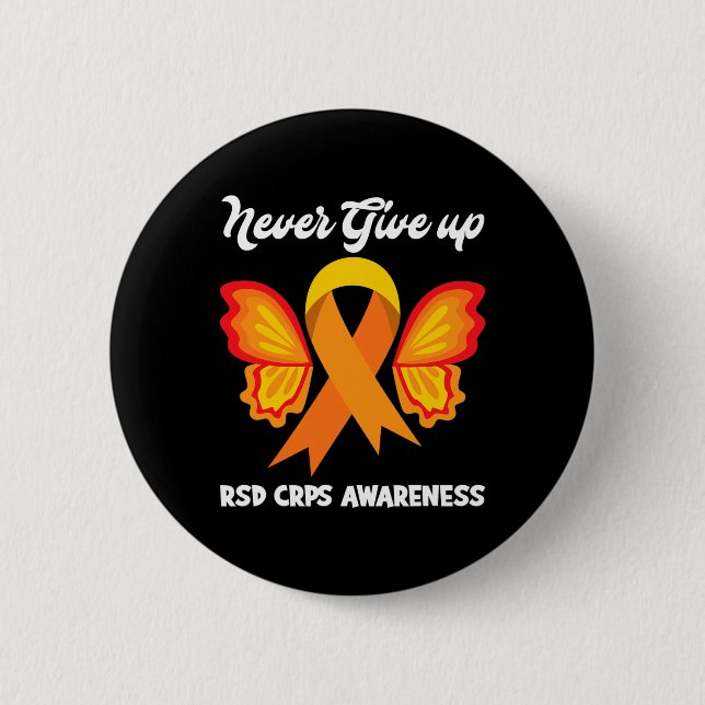 Butterfly Hope Fighter Orange Ribbon Rsd Crps Awar Button (Front)