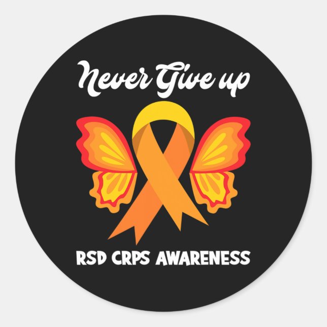 Butterfly Hope Fighter Orange Ribbon RSD CRPS Awar Classic Round Sticker (Front)
