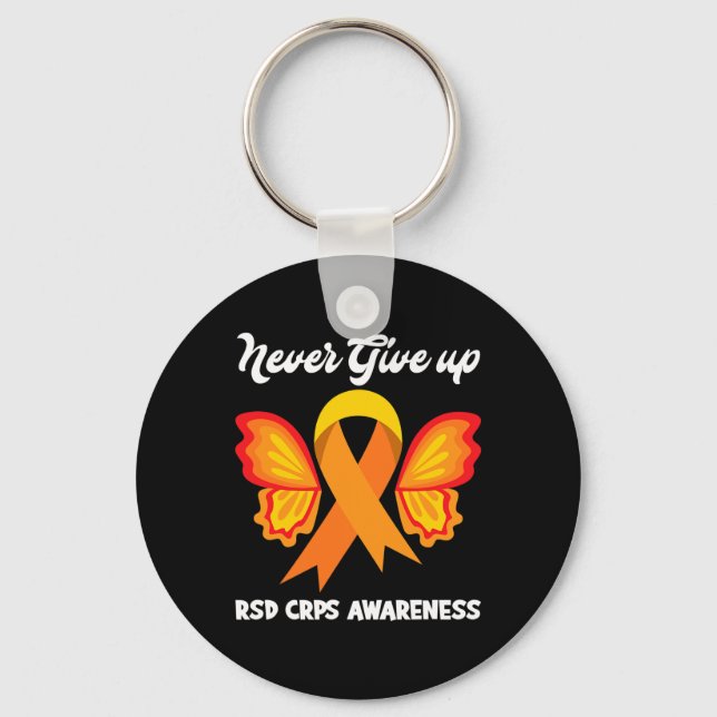 Butterfly Hope Fighter Orange Ribbon RSD CRPS Awar Keychain (Front)