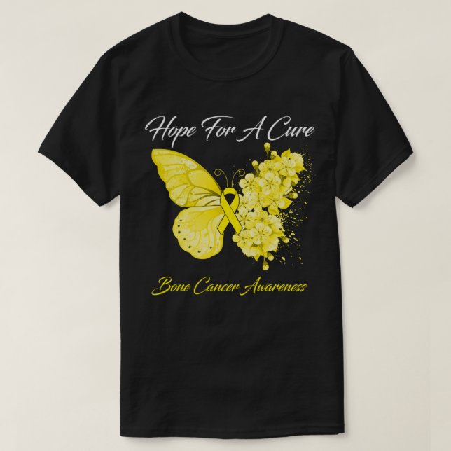 Butterfly Hope For A Cure Bone Cancer Awareness T-Shirt (Design Front)
