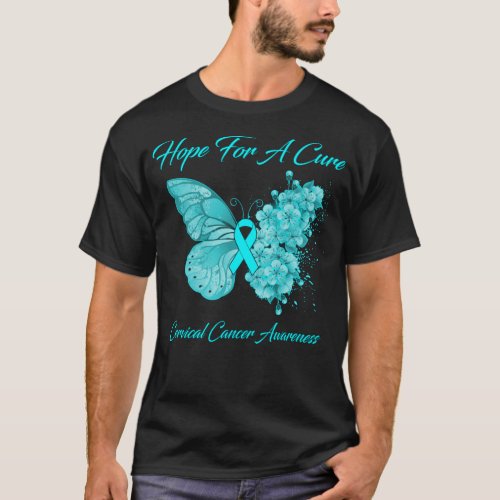 Butterfly Hope For A Cure Cervical Cancer Awarenes T_Shirt