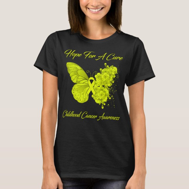 Butterfly Hope For A Cure Childhood Cancer  T-Shirt (Front)