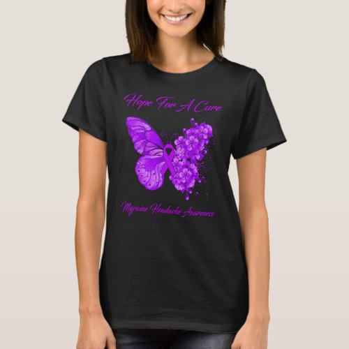 Butterfly Hope For A Cure Migraine Headache Awaren T_Shirt