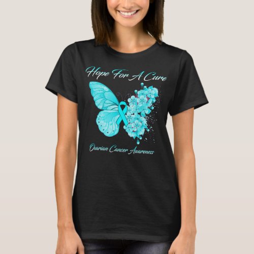 Butterfly Hope For A Cure Ovarian Cancer Awareness T_Shirt