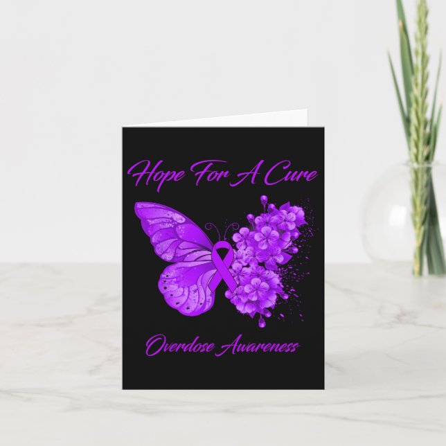 Butterfly Hope For A Cure Overdose Awareness  Card (Front)