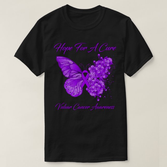 Butterfly Hope For A Cure Vulvar Cancer Awareness T-Shirt (Design Front)