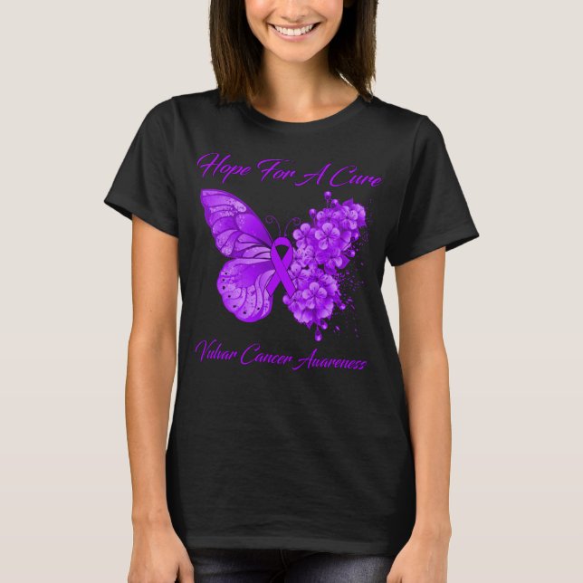 Butterfly Hope For A Cure Vulvar Cancer Awareness T-Shirt (Front)