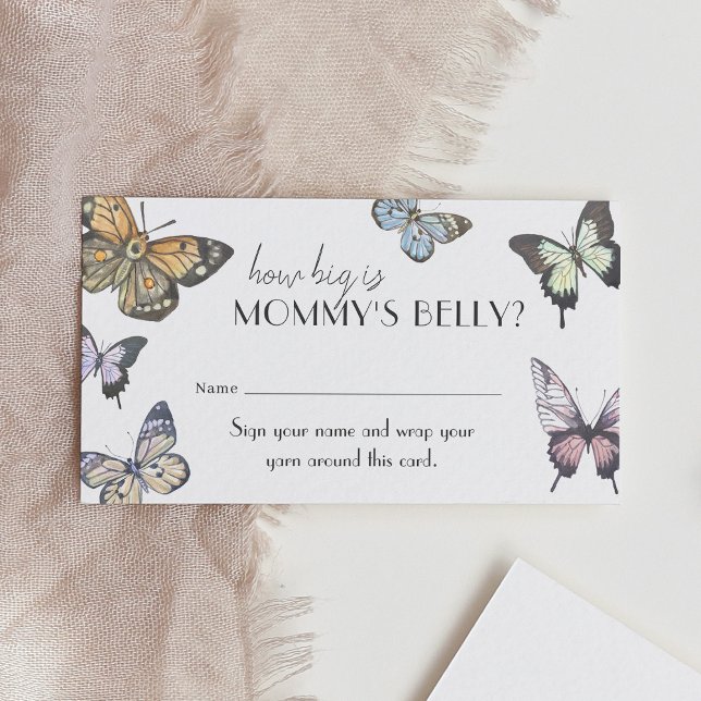 Butterfly How Big Is Mommy's Belly Baby Shower Enclosure Card (Creator Uploaded)