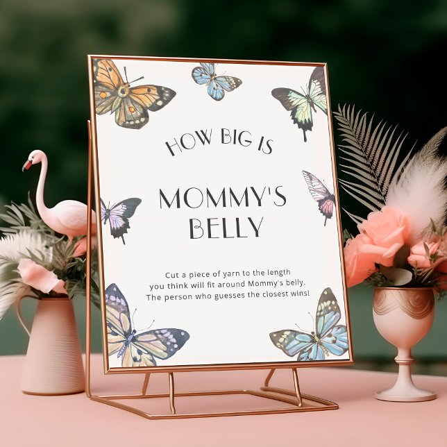 Butterfly How Big Is Mommy's Belly Baby Shower Poster (Creator Uploaded)
