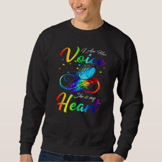 Butterfly I Am Her Voice She Is My Heart Autism Aw Sweatshirt