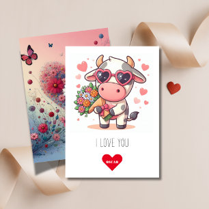 Butterfly   I Love You Happy Cow Valentine's Day Holiday Card