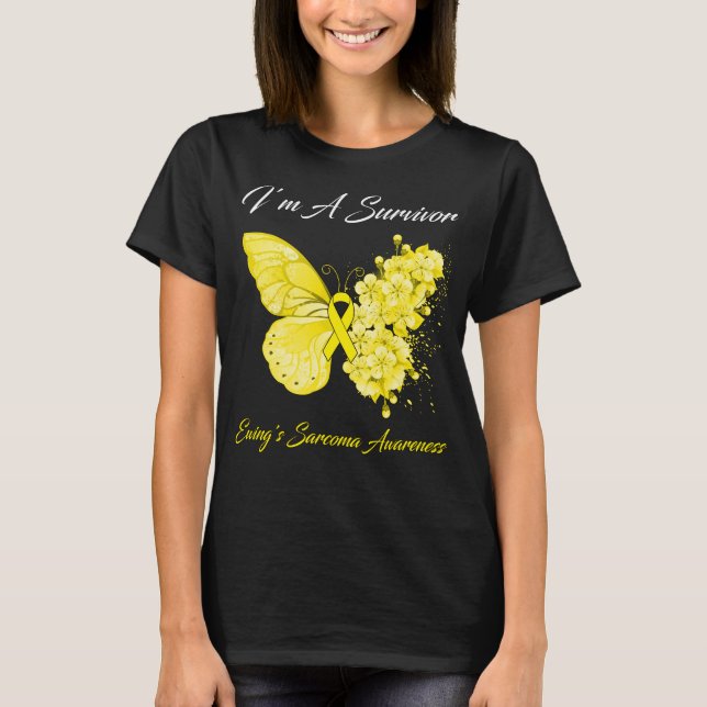 Butterfly I’m A Survivor Ewing's Sarcoma Awareness T-Shirt (Front)