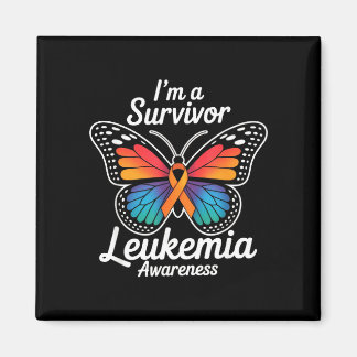 Butterfly i’m a survivor leukemia awareness orange magnet