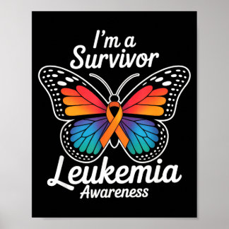 Butterfly i’m a survivor leukemia awareness orange poster