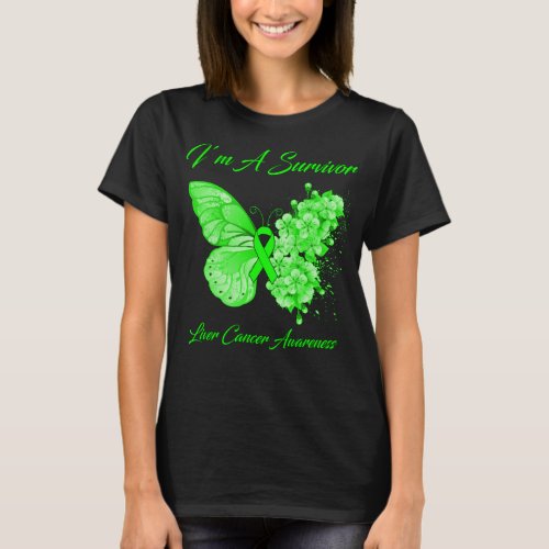 Butterfly Im A Survivor Liver Cancer Awareness T_Shirt