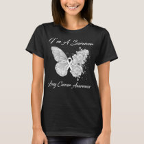 Butterfly I’m A Survivor Lung Cancer Awareness  T-Shirt