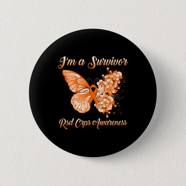 Butterfly I’m A Survivor RSD CRPS Awareness  Button (Front)