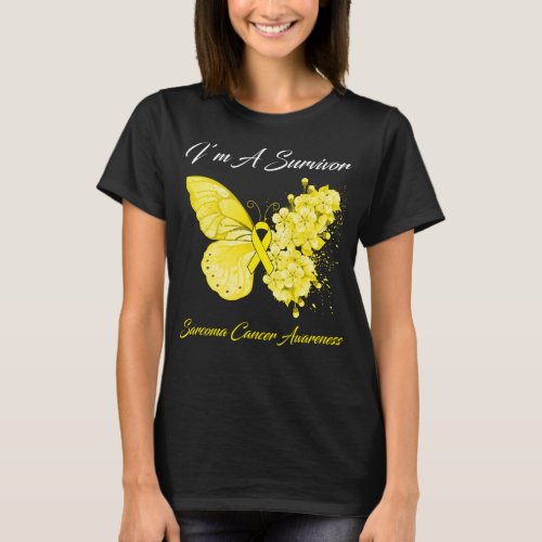 Butterfly Im A Survivor Sarcoma Cancer Awareness T_Shirt