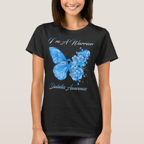 Butterfly Im A Warrior Diabetes Awareness T_Shirt