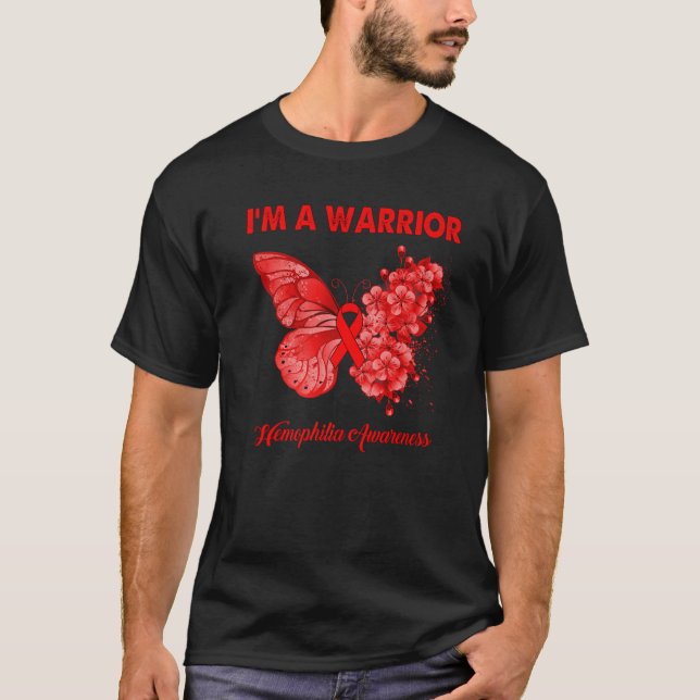 Butterfly I’M A Warrior Hemophilia Awareness T-Shirt (Front)