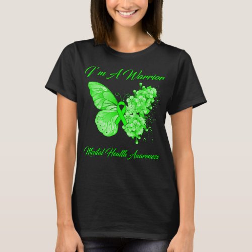 Butterfly Im A Warrior Mental Health Awareness T_Shirt