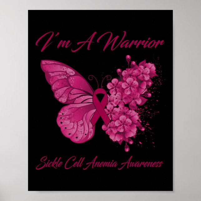Butterfly I’m A Warrior Sickle Cell Anemia Awarene Poster (Front)