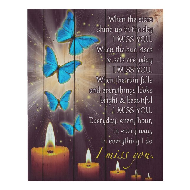Butterfly I Miss You Memorial Gifts Faux Canvas Print (Front)
