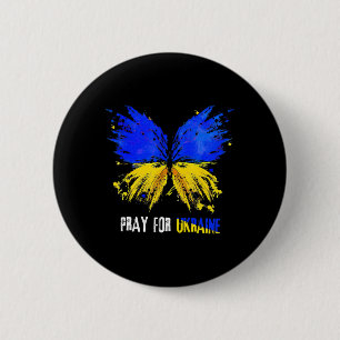 Butterfly I Stand With Ukraine Pray For Ukraine Fl Button
