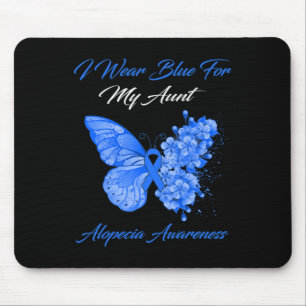 Butterfly I Wear Blue For My Aunt Alopecia Awarene Mouse Pad