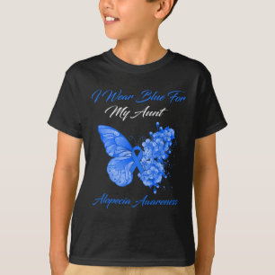 Butterfly I Wear Blue For My Aunt Alopecia Awarene T-Shirt