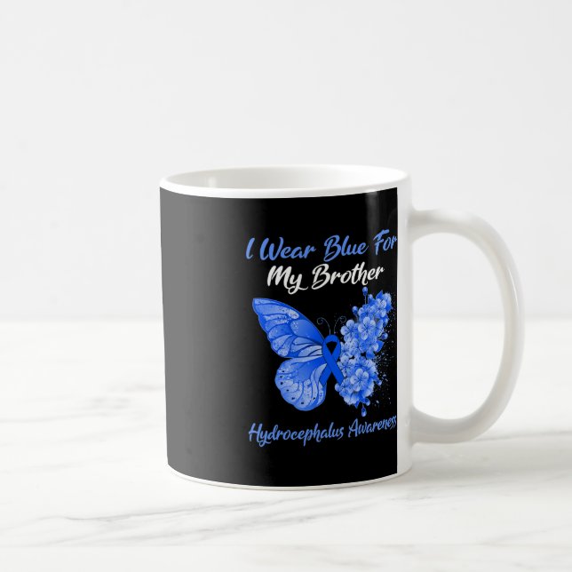 Butterfly I Wear Blue For My Brother Hydrocephalus Coffee Mug (Right)