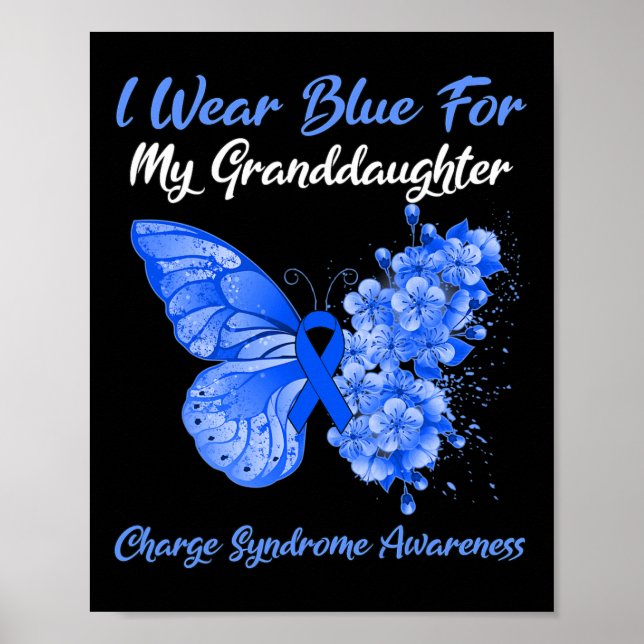 Butterfly I Wear Blue For My Granddaughter Charge  Poster (Front)