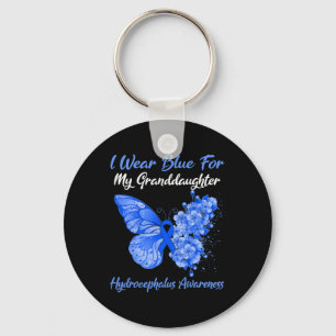 Butterfly I Wear Blue For My Granddaughter Hydroce Keychain