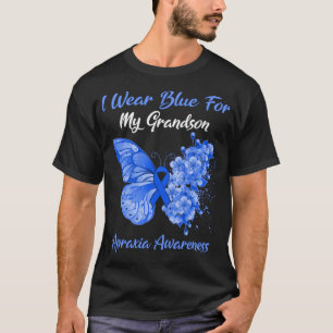 Butterfly I Wear Blue For My Grandson Apraxia Awar T-Shirt
