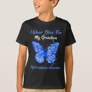 Butterfly I Wear Blue For My Grandson Hydrocephalu T-Shirt