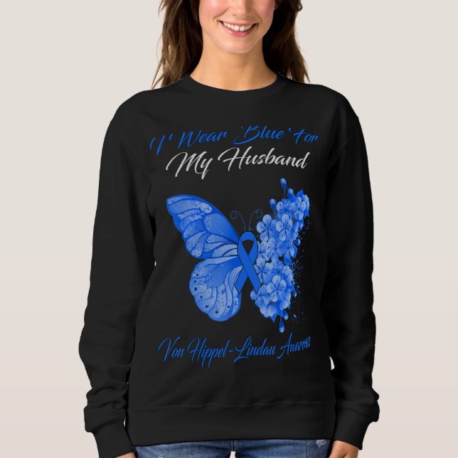 Butterfly I Wear Blue For My Husband Von Hippel Li Sweatshirt (Front)