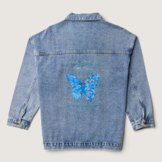 Butterfly I Wear Blue For My Papa Diabetes Awarene Denim Jacket