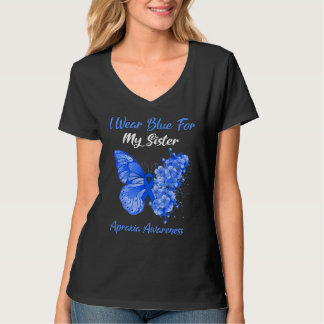 Butterfly I Wear Blue For My Sister Apraxia Awaren T-Shirt