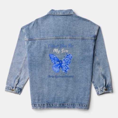 Butterfly I Wear Blue For My Son Charge Syndrome A Denim Jacket