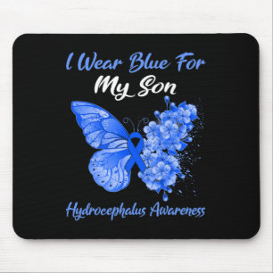 Butterfly I Wear Blue For My Son Hydrocephalus Awa Mouse Pad
