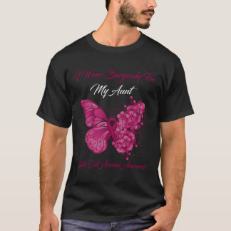 Butterfly I Wear Burgundy For My Aunt Sickle Cell  T-Shirt