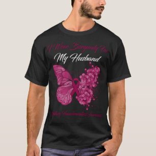 Butterfly I Wear Burgundy For My Husband Hereditar T-Shirt