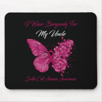 Butterfly I Wear Burgundy For My Uncle Sickle Cell Mouse Pad